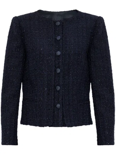 Shop Emporio Armani Tweed Short Blazer Jacket