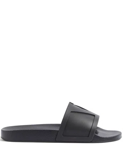 Valentino Garavani Black Sandals With Vlogo Detail On The Front In Tech Fabric Man