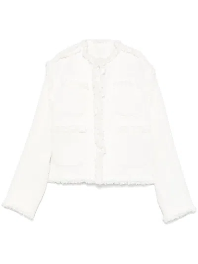 Sacai Cropped Denim Jacket Fringe Detailing