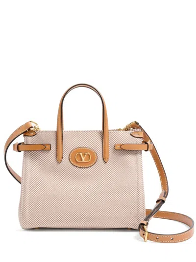 Valentino Antibes Canvas Handbag Structured Shape Buckle