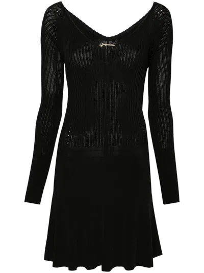 Jacquemus Womens Black Logo-plaque Slim-fit Knitted Mini Dress