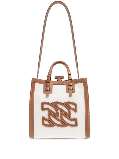Casadei Canvas And Leather Tote Bag