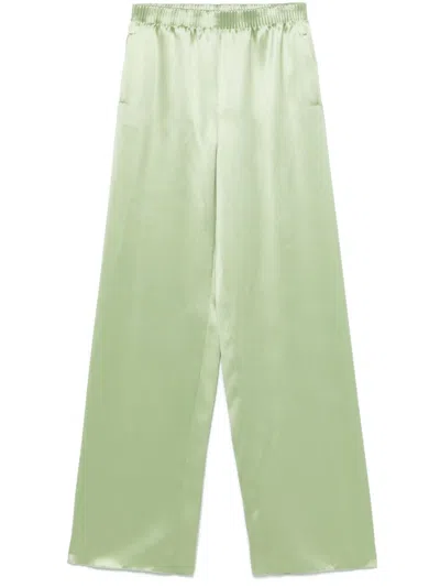 Valentino Silk Wide-leg Trousers In Green