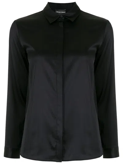 Emporio Armani Silk Shirt With Buttoned Cuffs And Spread Collar