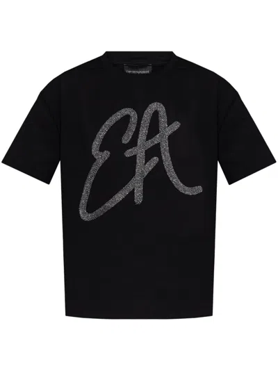 Emporio Armani Cotton-jersey T-shirt With Oversized Lurex Logo