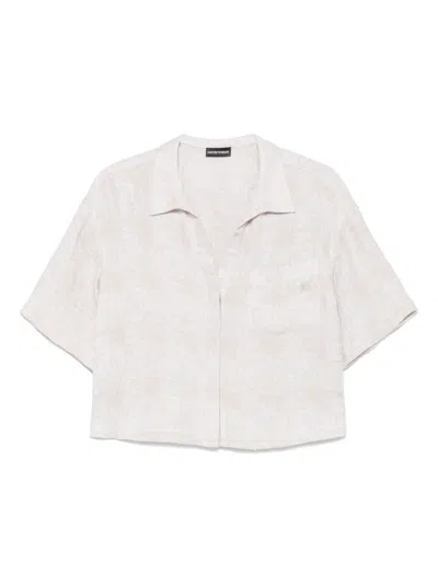 Emporio Armani Linen Short Sleeve Cropped Shirt