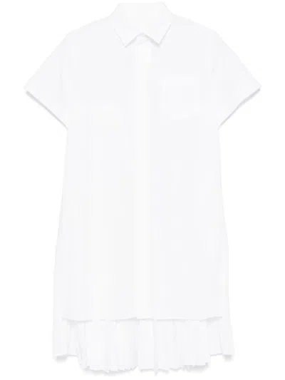 Sacai Pleated Hem Cotton Shirt Dress