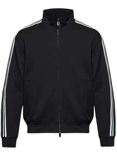 Emporio Armani Zippered High Collar Sweatshirt With Stripe Detailing