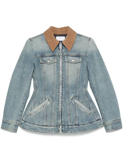 Alexander Mcqueen Alexander Mc Queen Light Blue Washed Denim Jacket With Ruffles