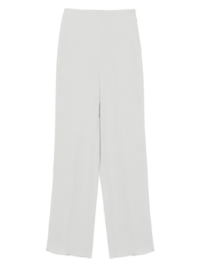 Emporio Armani Light Grey Herringbone-jacquard Trousers