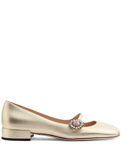 Valentino Mary Jane Metallic Leather Ballet Flats