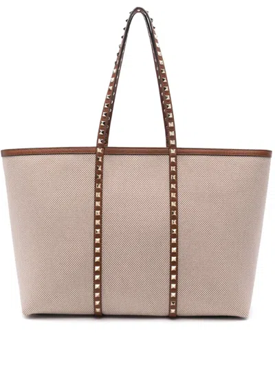 Valentino Rockstud Canvas Medium Tote