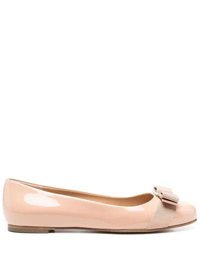Shop Ferragamo Varina Leather Ballet Flats