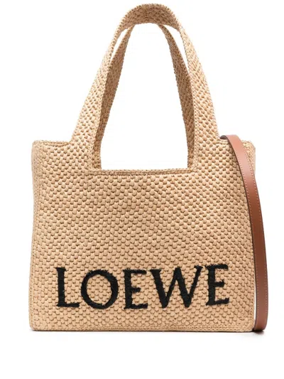 Loewe Font Medium Raffia Tote