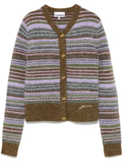 Ganni Soft Wool Stripe Cardigan