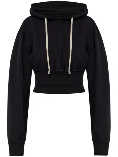 Rick Owens Drkshdw Cropped Hoodie With Drawstring And Hood