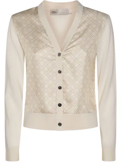 Tory Burch Silk And Wool Cardigan With Logos