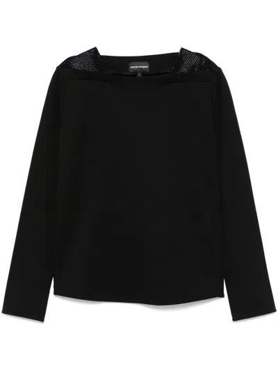 Emporio Armani Black Crystal-embellished Sweatshirt