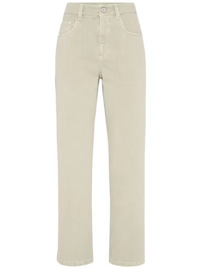 Brunello Cucinelli Beige Twill Loose Trousers