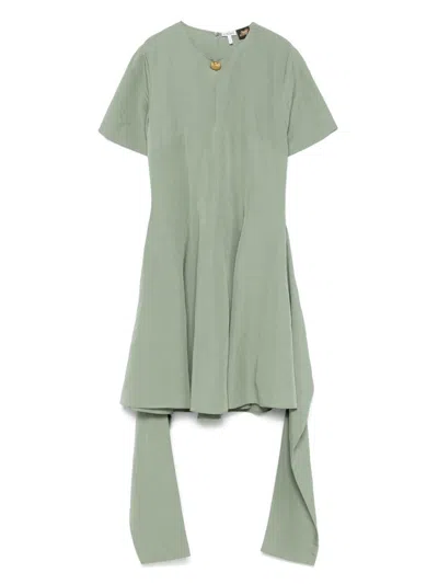 Loewe Pebble Dress In Viscose And Linen In Green