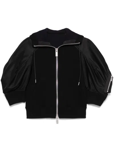 Sacai Hooded Zip-up Top With Pockets And Sleeve Pocket