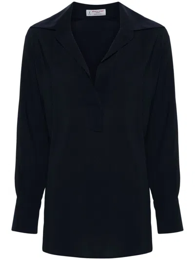 Alberto Biani Navy Blue Georgette Blouse