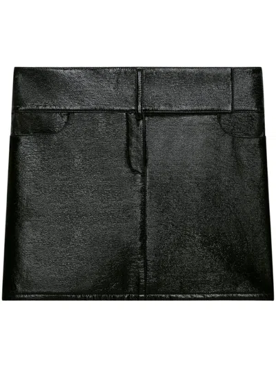 Courrèges Black Mini Skirt With Concealed Fastening And Pockets In Black