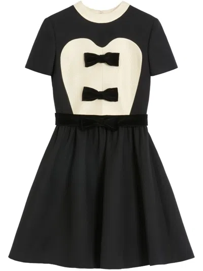 Valentino Double-bow Mini Dress In Wool