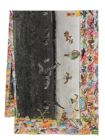 Faliero Sarti Giraffes And Zebras Silk Stole