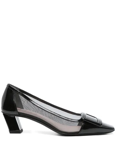 Roger Vivier Belle Vivier 45 Leather-trimmed Mesh Pumps