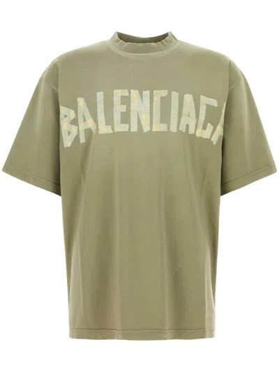Balenciaga Crew Neck Distressed Neckline Graphic Print