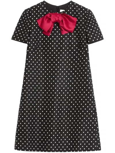 Valentino Polka Dot Mini Dress With Bow