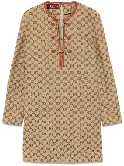 Gucci Gg Canvas Dress With Horsebit