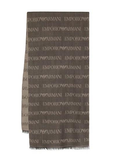 Emporio Armani Monogram-pattern Knitted Scarf