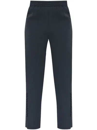 Emporio Armani Fitted Trousers With Button Accents And Slits In Blue