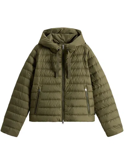 Woolrich Army Green Polyester Down Jacket In Green