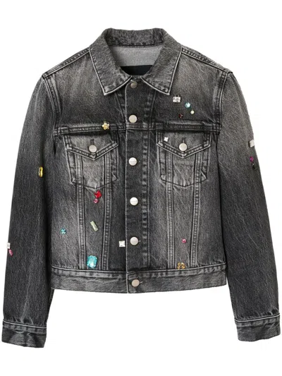 Marc Jacobs Black The Charm Shrunken Trucker Jacket In Gray