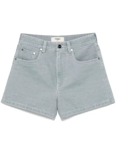 Fendi Denim Shorts In Gray
