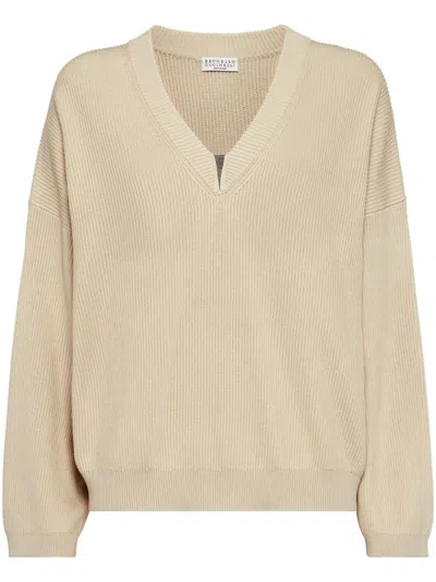 Brunello Cucinelli Cotton V-necked Sweater