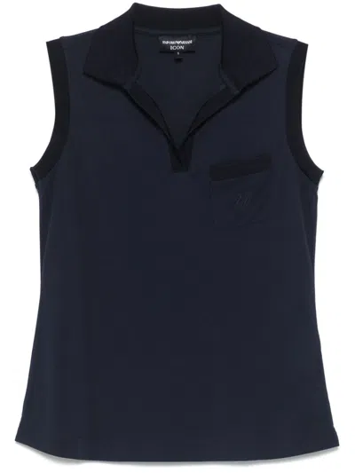 Emporio Armani Collared Sleeveless Top With Pocket And Slits
