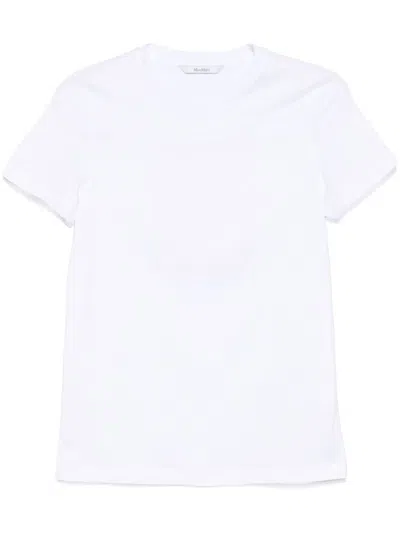 Max Mara Women 'papaia' White Crewneck T-shirt With Tonal Logo Embroidery On The Front In Cotton Wom In White
