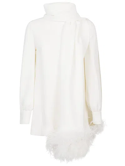 Valentino Silk Top With Feather Detail And Shawl