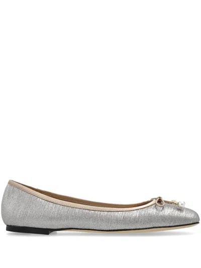 Jimmy Choo Silver Leather Ballet Flats