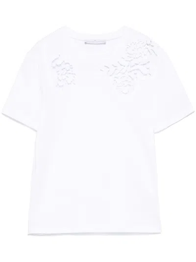 Ermanno Scervino Intricate Floral Cut-out Short Sleeve Top