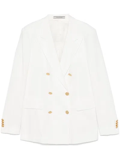 Tagliatore Double-breasted White Jacket With Gold-tone Buttons