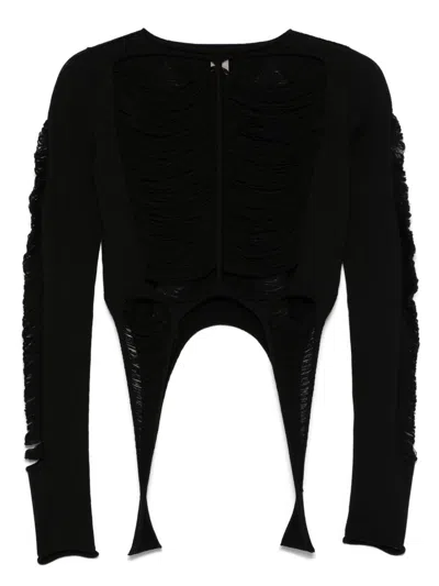 Rick Owens Tanja Distressed Virgin Wool Sweater In Black