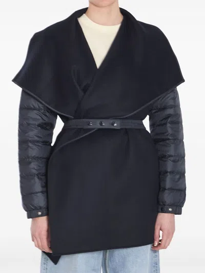 Shop Moncler Wool And Nylon Cape