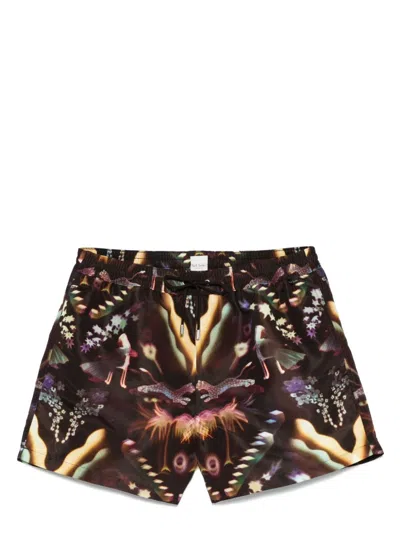 Paul Smith 'lumiere' Print Swim Shorts Brown