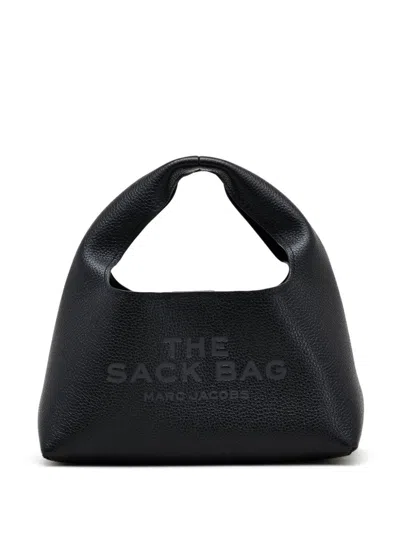 Marc Jacobs Grained Black Leather Handbag With Embossed Logo