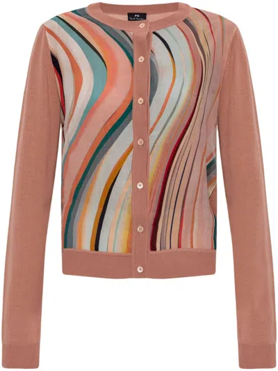 Ps By Paul Smith Ps Paul Smith Swirl Pattern Crewneck Buttoned Cardigan